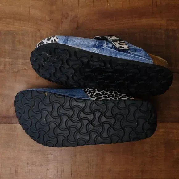 Papillio Women's Blue and Leopard Print Clogs - Picture 8 of 8